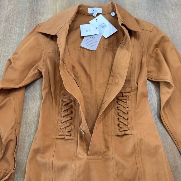 A.L.C. Paisley Shirt Dress Size 0 Cotton Hemp Blend Western Chic - Picture 14 of 16